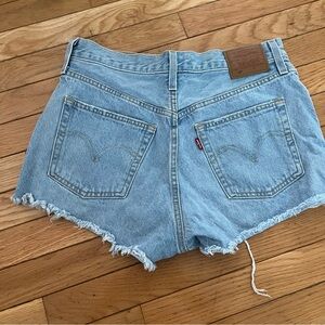Levi's Blue Jean Shorts with Frayed Hem